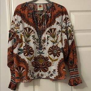 NWT FARM Rio Terracotta Floral Blouse